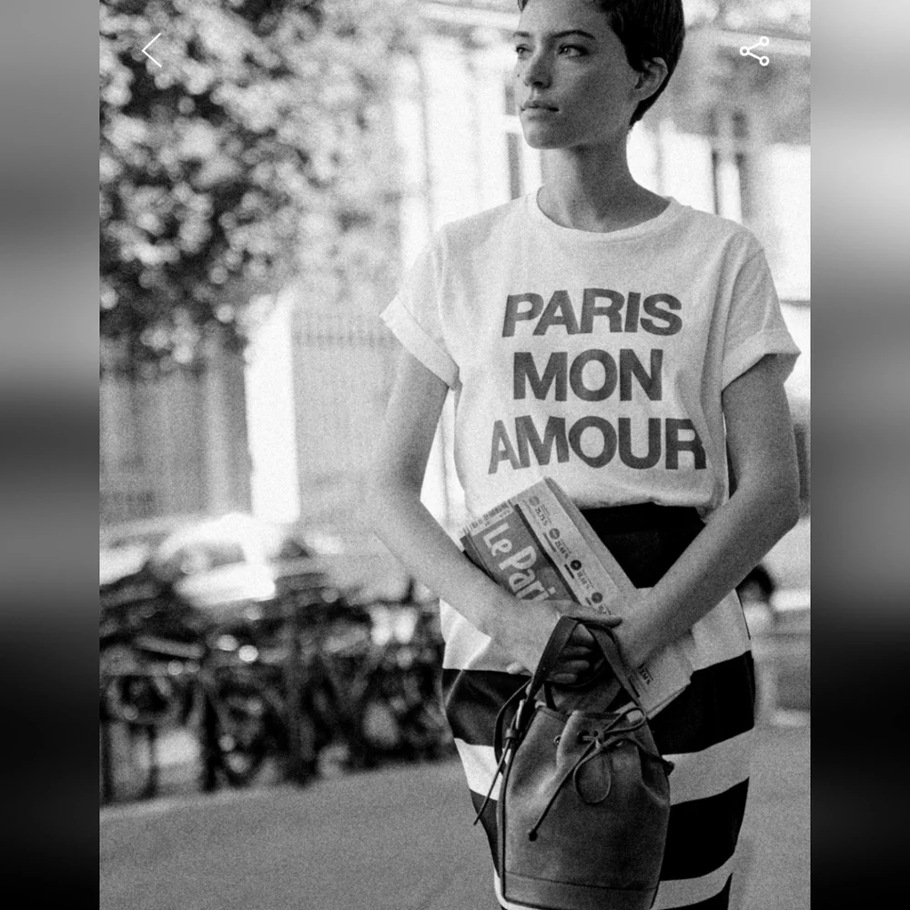Sezane Paris Mon Amour White and Red Short Sleeve Tee - Picture 4 of 5